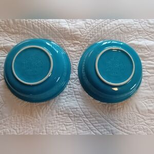 Set Of Two Vintage Fiesta Bowls In Peacock Blue